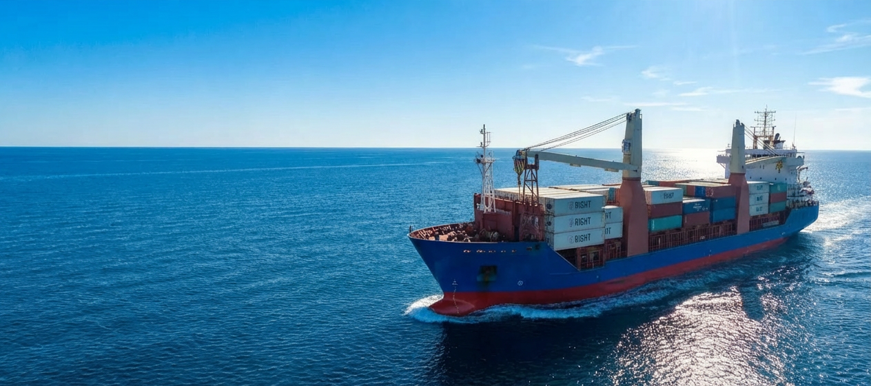 Cargo ship sailing on the sea